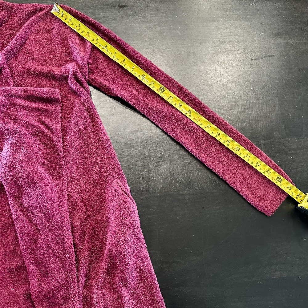 Women's Barefoot Dreams Cozy Chic Lite S/M Cardigan Burgundy Pockets Relax‎ NWOT - Picture 11 of 13
